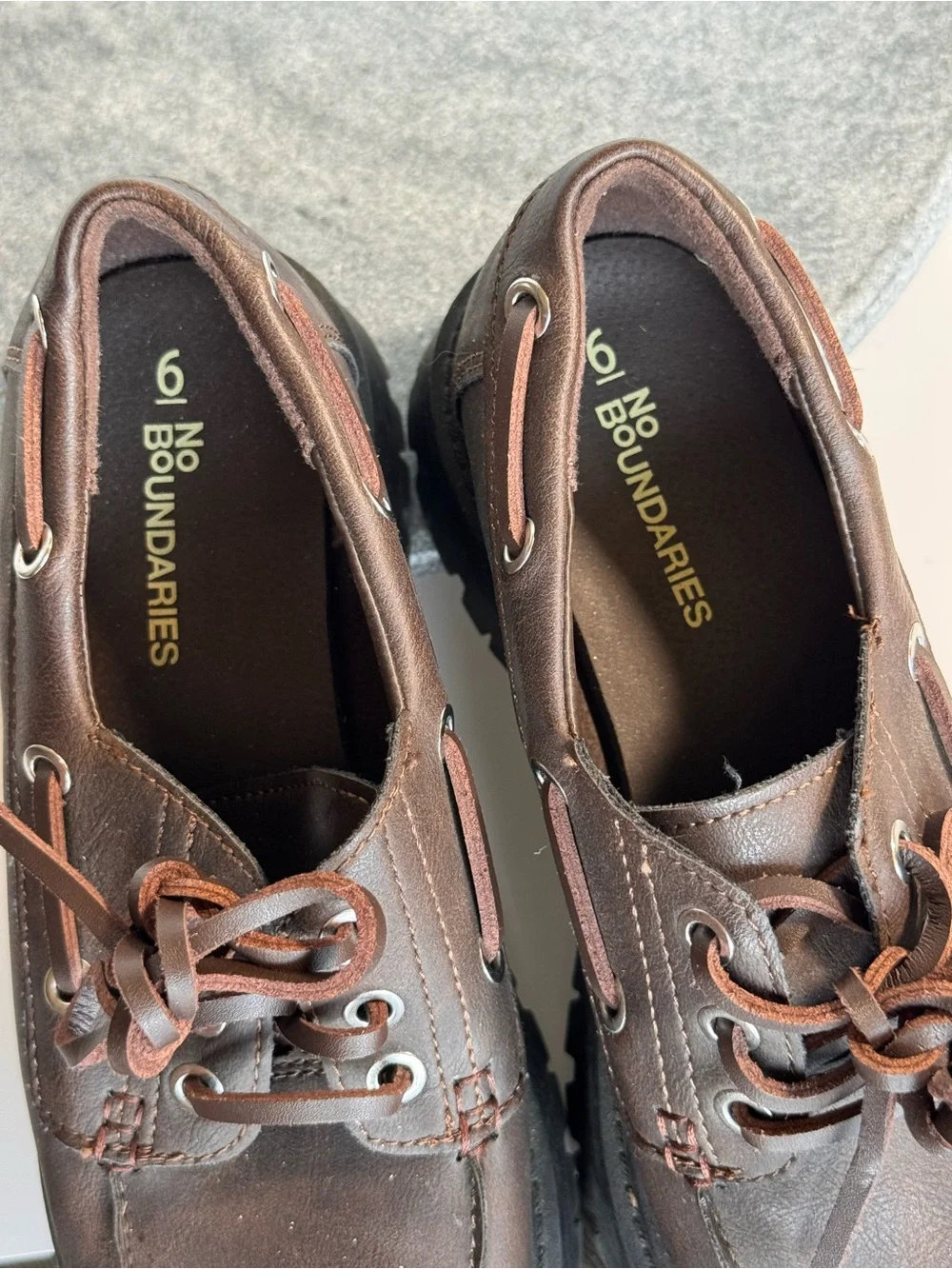 Vintage Chunky Dark Brown Faux Leather Platform Loafers Shoes 6 NOBO